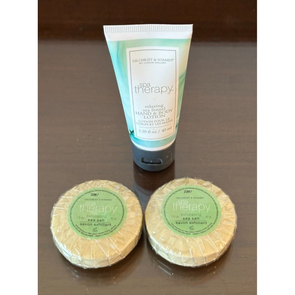 Gilchrist & Soames Oatmeal 2 Cleansing Bar Soap 2.8 Oz & Spa Therapy Lotion 1.35